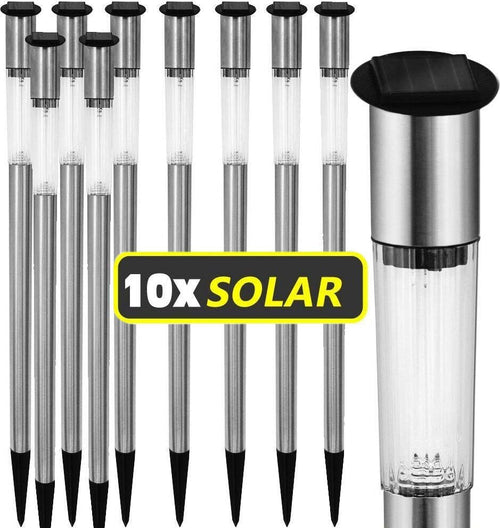 10 LAMPADE DA GIARDINO RICARICA SOLARE IN ACCIAIO INOSSIDABILE TECNOLOGIA A LED Illuminazione/Illuminazione per esterni/Luci per sentieri Trade Shop italia - Napoli, Commerciovirtuoso.it