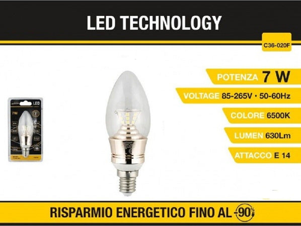 Lampadina A Led Candela C36 E14 7 Watt Luce Fredda 6500k Illuminazione C36-02of Casa, arredamento e bricolage > Illuminazione da interno > Lampade Led Trade Shop italia - Napoli, Commerciovirtuoso.it