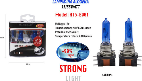 Lampadina Alogena H15 12v 55/15w Luci Fredde Auto 6000k Ricambi Maxtech H15-b001 Auto e Moto/Parti per auto/Luci lampadine e indicatori/Lampadine/Lampadine per esterno Trade Shop italia - Napoli, Commerciovirtuoso.it