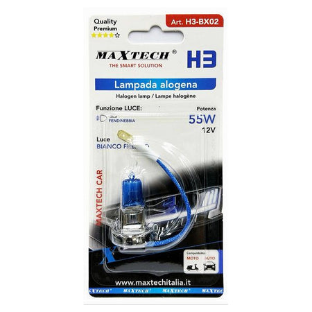 Lampadina Alogena H3 55w 12v Luce Bianco Freddo Fendinebbia Per Auto Moto H3-bx02