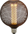 Lampadina-Contemporanea-Rete-Metallica-Acciaio-Nero-Vetro-E27-3,5W-1800K