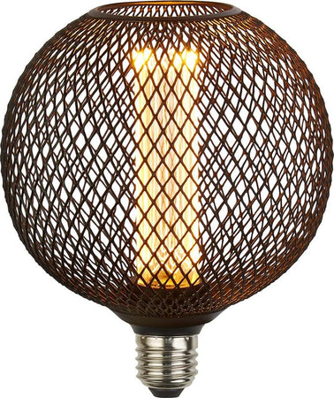 Lampadina-Contemporanea-Rete-Metallica-Acciaio-Nero-Vetro-E27-3,5W-1800K