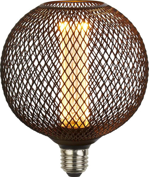 Lampadina-Contemporanea-Rete-Metallica-Acciaio-Nero-Vetro-E27-3,5W-1800K