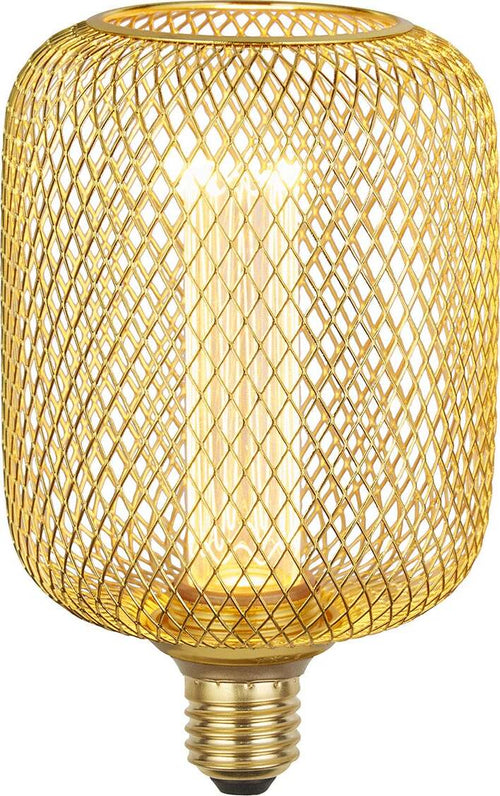 Lampadina-Contemporanea-Rete-Metallica-Acciaio-Oro-E27-3,5W-1800K