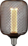 Lampadina-Contemporanea-Rete-Metallica-Vetro-Nero-Trasparente-E27-3,5W-1800K