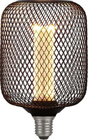 Lampadina-Contemporanea-Rete-Metallica-Vetro-Nero-Trasparente-E27-3,5W-1800K