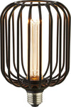 Lampadina-Contemporanea-Tamburo-Acciaio-Nero-Vetro-1-Luce-E27-3,5W-1800K