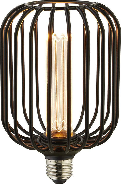 Lampadina-Contemporanea-Tamburo-Acciaio-Nero-Vetro-1-Luce-E27-3,5W-1800K