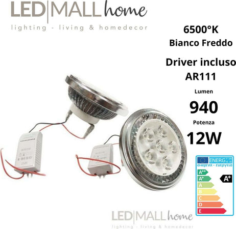 Lampadina faretto ar111 led 12w bianco freddo 6500k Illuminazione/Lampadine/Lampadine a LED Led Mall Home - Napoli, Commerciovirtuoso.it