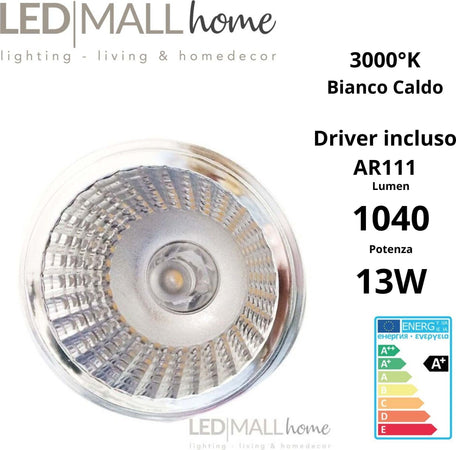 Lampadina faretto ar111 led 13w bianco caldo 3000k Illuminazione/Lampadine/Lampadine a LED Led Mall Home - Napoli, Commerciovirtuoso.it