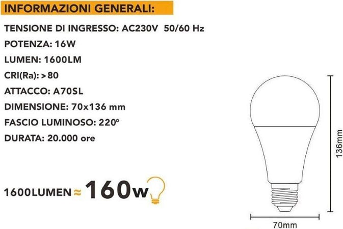Lampadina-Led-16-W-Lampada-Luce-Naturale-4000k-E27-A70-Universo
