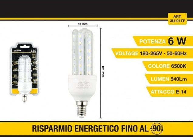 Lampadina Led 3u E14 6w Luce Fredda 6500k Naturale 4000k Calda 3000k 36d 3u01t Illuminazione/Lampadine/Lampadine a LED Trade Shop italia - Napoli, Commerciovirtuoso.it