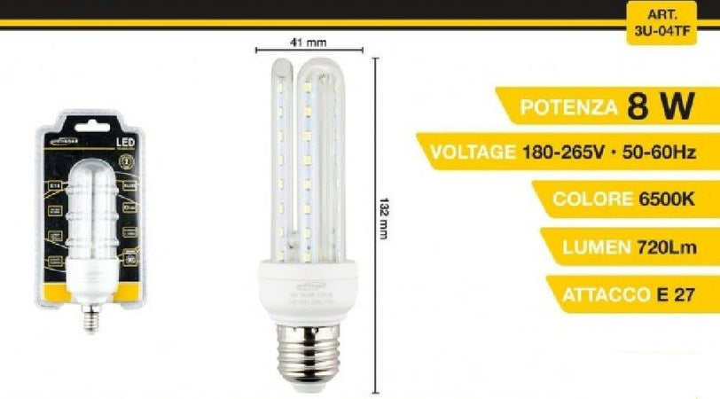 Lampadina Led 3u E27 8w Luce Fredda 6500k Naturale 4000k Calda 3000k 48d 3u04t Casa, arredamento e bricolage > Illuminazione da interno > Lampade Led Trade Shop italia - Napoli, Commerciovirtuoso.it