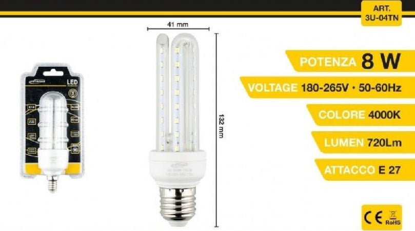 Lampadina Led 3u E27 8w Luce Fredda 6500k Naturale 4000k Calda 3000k 48d 3u04t Casa, arredamento e bricolage > Illuminazione da interno > Lampade Led Trade Shop italia - Napoli, Commerciovirtuoso.it
