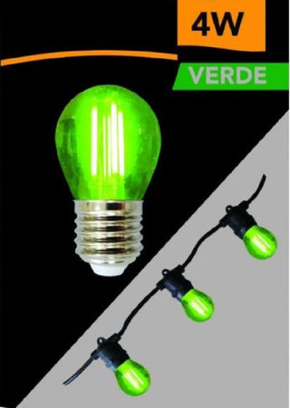 Lampadina-Led-A-Globo-A-Filamento-G45-Attacco-E27-4w-Luce-Colorata-Verde-G45a-tv