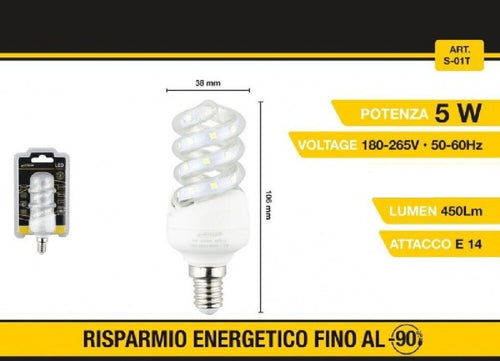 Lampadina Led A Spirale E14 5 W Luce Bianca Fredda Calda Naturale 28d S-01t Casa, arredamento e bricolage > Illuminazione da interno > Lampade Led Trade Shop italia - Napoli, Commerciovirtuoso.it