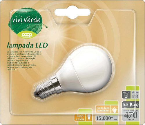 Lampadina LED COOP MINIGLOBO Attacco E14 350 Lumen Classe A+ Illuminazione/Lampadine/Lampadine a LED Scontolo.net - Potenza, Commerciovirtuoso.it