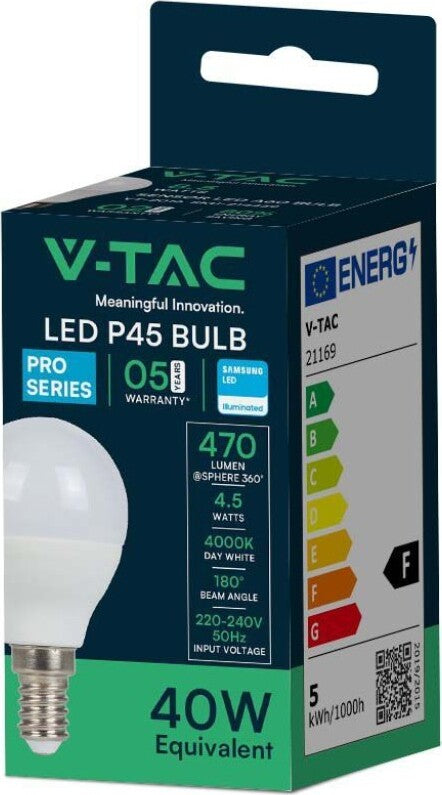 LAMPADINA LED E14 4.5W BULB P45 MINIGLOBO SMD CHIP SAMSUNG VT-236 Illuminazione/Lampadine/Lampadine a LED Zencoccostore - Formia, Commerciovirtuoso.it