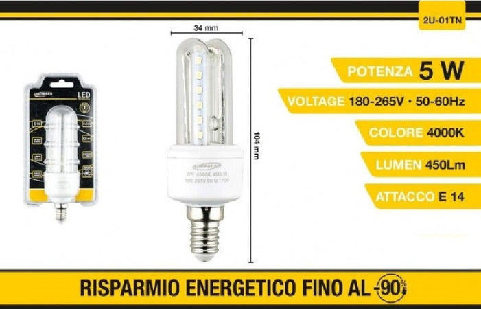 Lampadina Led E14 5w Bianco Caldo 3000k Freddo 6500k Naturale 4000k 24d 2u-01t Casa, arredamento e bricolage > Illuminazione da interno > Lampade Led Trade Shop italia - Napoli, Commerciovirtuoso.it