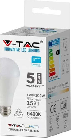 LAMPADINA LED E27 17W BULB A65 CHIP SAMSUNG DIMMERABILE - SKU 20188 / 20189 / 20190 Illuminazione/Lampadine/Lampadine a LED Zencoccostore - Formia, Commerciovirtuoso.it
