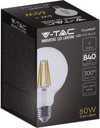 LAMPADINA LED E27 4W BULB G95 GLOBO FILAMENT IN VETRO TRASPARENTE - SKU 2994 / 2995 Illuminazione/Lampadine/Lampadine a LED Zencoccostore - Formia, Commerciovirtuoso.it
