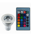 Lampadina Led Gu10 3w Faretto Spotlight Rgb Con Telecomando Cromoterapia Gu10-rgb