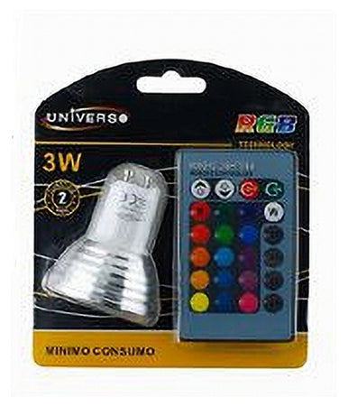 Lampadina Led Gu10 3w Faretto Spotlight Rgb Con Telecomando Cromoterapia Gu10-rgb