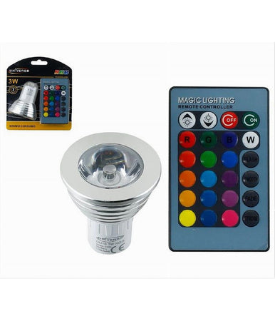 Lampadina Led Gu10 3w Faretto Spotlight Rgb Con Telecomando Cromoterapia Gu10-rgb