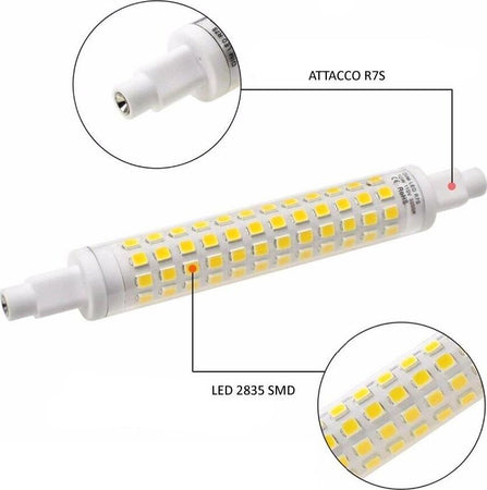 Lampadina-Led-Luce-Bianca-Attacco-R7s-12-Watt-Lampada-Ricambio-Per-Faro-6500k-Universo