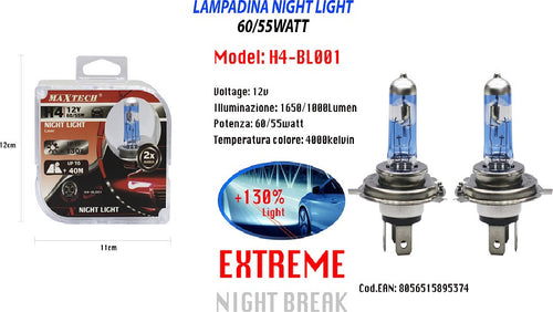 Lampadina Per Auto Luce Notturna H4 Luce Fredda 12v 60/55w Maxtech H4-bl001 Auto e Moto/Parti per auto/Luci lampadine e indicatori/Lampadine/Lampadine per esterno Trade Shop italia - Napoli, Commerciovirtuoso.it