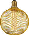 Lampadina-Tonda-Contemporanea-Rete-Metallica-Acciaio-Oro-E27-3,5W-1800K