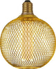 Lampadina-Tonda-Contemporanea-Rete-Metallica-Acciaio-Oro-E27-3,5W-1800K