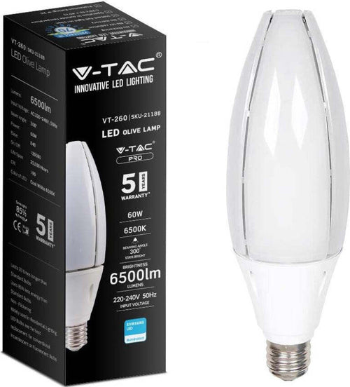 LAMPADINA V-TAC LED E40 60W OLIVE LAMP SMD CHIP SAMSUNG - SKU 21187 / 21188 Illuminazione/Lampadine/Lampadine a LED Zencoccostore - Formia, Commerciovirtuoso.it