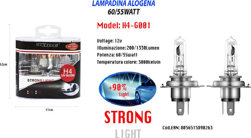 Lampadine Alogene Per Auto H4 60/55 W 12v Luce Calda Di Ricambio Maxtech H4-g001 Auto e Moto/Parti per auto/Luci lampadine e indicatori/Lampadine/Lampadine per esterno Trade Shop italia - Napoli, Commerciovirtuoso.it