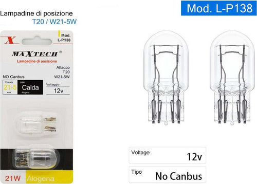 Lampadine Di Posizione Auto T20 / W21-5w 12v Luce Calda Alogena No Canbus L-p138 Auto e Moto > Auto > Illuminazione Auto Trade Shop italia - Napoli, Commerciovirtuoso.it
