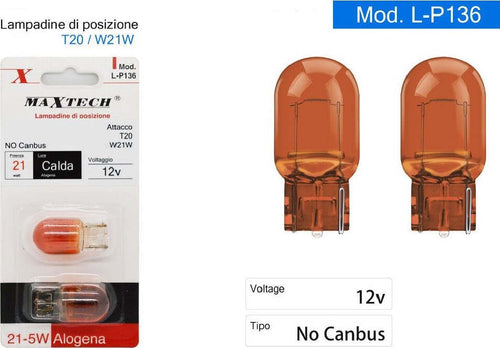 Lampadine Di Posizione Auto T20 W21w 12v 21w No Canbus Luce Calda Alogena L-p136 Auto e Moto > Auto > Illuminazione Auto Trade Shop italia - Napoli, Commerciovirtuoso.it