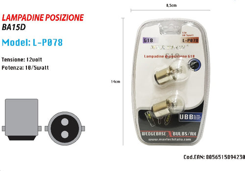 Lampadine Di Posizione Ba15d G18 12v 10/5 Watt Lampadine Luminose Ricambio Auto Auto e Moto/Parti per auto/Luci lampadine e indicatori/Lampadine/Lampadine per esterno Trade Shop italia - Napoli, Commerciovirtuoso.it