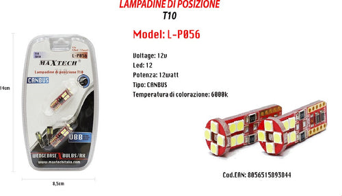 Lampadine Di Posizione Canbus Maxtech L-p056 12v 12 Led 12w Ultra Luminose 6000k Auto e Moto/Parti per auto/Luci lampadine e indicatori/Lampadine/Lampadine per esterno Trade Shop italia - Napoli, Commerciovirtuoso.it