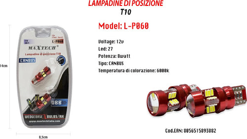 Lampadine Di Posizione Canbus Maxtech L-p060 12v 27 Led 8 W 6000k Ultra Luminose Auto e Moto/Parti per auto/Luci lampadine e indicatori/Lampadine/Lampadine per esterno Trade Shop italia - Napoli, Commerciovirtuoso.it