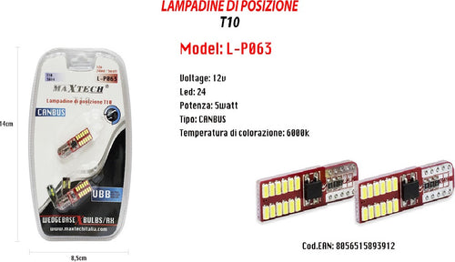 Lampadine Di Posizione Canbus Maxtech L-p063 12v 24 Led 5 W 6000k Ultra Luminose Auto e Moto/Parti per auto/Luci lampadine e indicatori/Lampadine/Lampadine per esterno Trade Shop italia - Napoli, Commerciovirtuoso.it