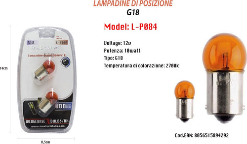 Lampadine Di Posizione G18 12v - 10 Watt Lampadine Ultra Luminose Maxtech L-p084 Auto e Moto/Parti per auto/Luci lampadine e indicatori/Lampadine/Lampadine per esterno Trade Shop italia - Napoli, Commerciovirtuoso.it