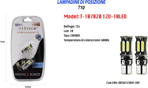 Lampadine Di Posizione Maxtech T-107020 12v / 10led Canbus 6000k Ultra Luminose Auto e Moto/Parti per auto/Luci lampadine e indicatori/Lampadine/Lampadine per esterno Trade Shop italia - Napoli, Commerciovirtuoso.it