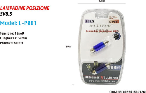 Lampadine Di Posizione Sv8.5 12v 39mm 5w Maxtech L-p081 Lampadine Ultra Luminose Auto e Moto/Parti per auto/Luci lampadine e indicatori/Lampadine/Lampadine per esterno Trade Shop italia - Napoli, Commerciovirtuoso.it