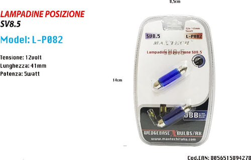 Lampadine Di Posizione Sv8.5 12v 41mm 5w Lampadine Ultra Luminose Maxtech L-p082 Auto e Moto/Parti per auto/Luci lampadine e indicatori/Lampadine/Lampadine per esterno Trade Shop italia - Napoli, Commerciovirtuoso.it