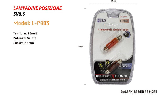 Lampadine Di Posizione Sv8.5 12v 5w 44mm Lampadine Ultra Luminose Maxtech L-p083r Auto e Moto/Parti per auto/Luci lampadine e indicatori/Lampadine/Lampadine per esterno Trade Shop italia - Napoli, Commerciovirtuoso.it
