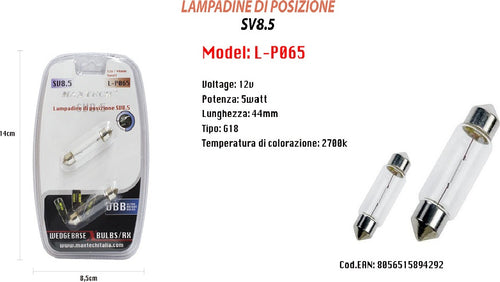 Lampadine Di Posizione Sv8.5 Maxtech L-p065 12v/44mm 5 Watt 2700k Ultra Luminose Auto e Moto/Parti per auto/Luci lampadine e indicatori/Lampadine/Lampadine per esterno Trade Shop italia - Napoli, Commerciovirtuoso.it