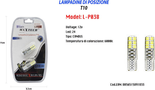 Lampadine Di Posizione T10 Canbus Ultra Luminose Maxtech L-p038 12v/24led 6000k Auto e Moto/Parti per auto/Luci lampadine e indicatori/Lampadine/Lampadine per esterno Trade Shop italia - Napoli, Commerciovirtuoso.it