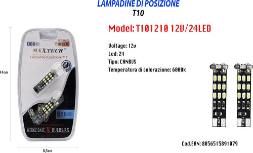 Lampadine Di Posizione T10 Lampadine Ultra Luminose Maxtech T101210 12v 24led Auto e Moto/Parti per auto/Luci lampadine e indicatori/Lampadine/Lampadine per esterno Trade Shop italia - Napoli, Commerciovirtuoso.it