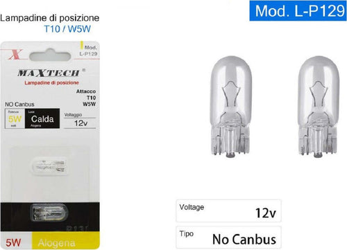 Lampadine Di Posizione T10 W5w 12v Auto 5w Luce Calda Alogena L-p129 No Canbus Auto e Moto > Auto > Illuminazione Auto Trade Shop italia - Napoli, Commerciovirtuoso.it