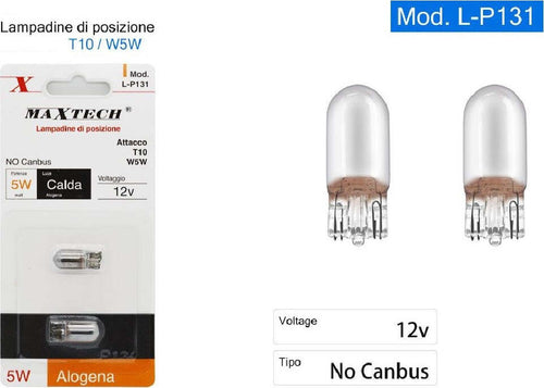 Lampadine Di Posizione T10 W5w 12v Per Auto Luce Calda Alogena No Canbus L-p131 Auto e Moto > Auto > Illuminazione Auto Trade Shop italia - Napoli, Commerciovirtuoso.it